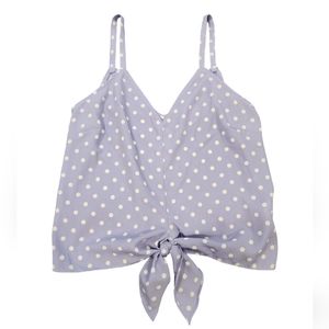 Vixbe brand front tye sleeveless polka dot blouse